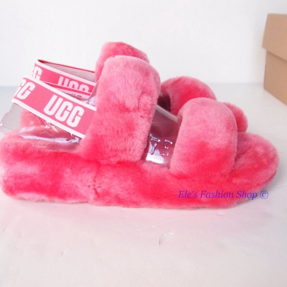 NIB UGG Australia Oh Yeah Sheepskin Slide Sorbet Pink US 8 AUTHENTIC - Picture 6 of 14